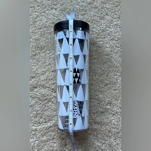 2013 Starbucks Christmas 16oz Tumbler - Black, White, Gold Trees - VGUC - Picture 2 of 9